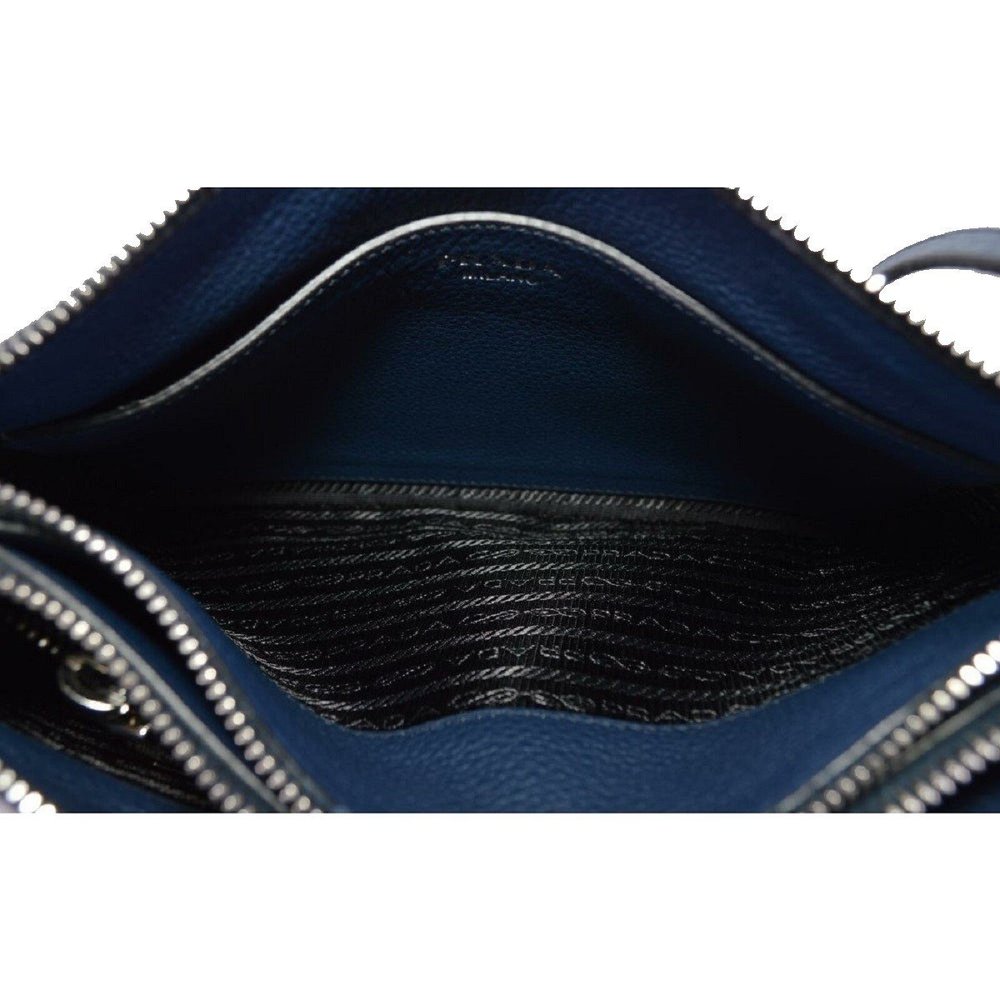 Prada Navy Blue Vitello Phenix Bandoliera Leather Crossbody Bag - Picture 7 of 8
